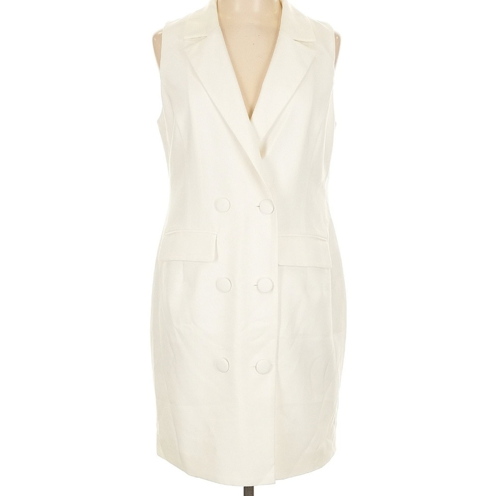 Yumi Kim Nene Elegant White Sleeveless Blazer Dress